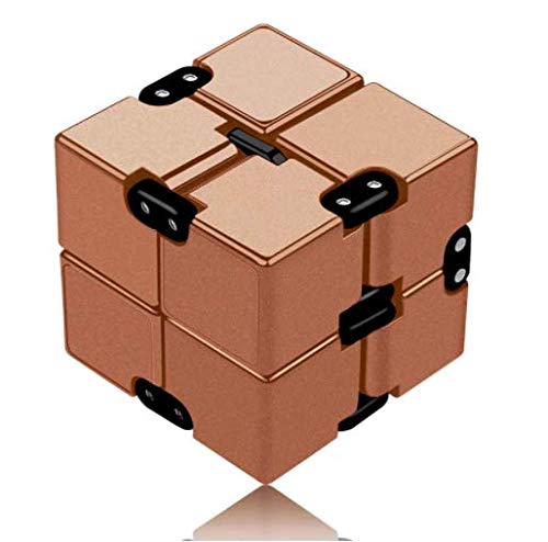 DUDDY-PRO Infinity Cube Desk Toy for Focus and Concentration  Premium Spinner Cube  ABS Lightweight Hand Toys for Adults and Kids  Vortex Office Accessory  Fun and Cool Infinity Cube (Gold)