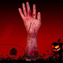 Load image into Gallery viewer, DHZYY 3 Pcs Fake Body Part,Halloween Severed Hand Arm Set,Scary Bloody Broken Body Parts for Halloween Props Haunted House Prank Decoration

