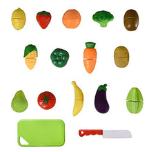 Load image into Gallery viewer, Playkidz: Super Durable Healthy Fruit and Vegetables Basket Pretend Play Kitchen Food Educational Playset with Toy Knife, Cutting Board (32 Pieces of Fruit and Vegetable Toys)
