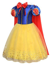 Load image into Gallery viewer, HenzWorld Little Girls Dresses Princess Costume Clothes Outfits Red Bowtie Cape Cosplay Halloween Dress Up Birthday Party Long Tutu Tulle Patchwork Kids Children Age 8-9 Years
