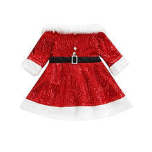 Load image into Gallery viewer, HEZIOWYUN Toddler Girls Christmas Outfits Santa Dress Velvet Ruffle Sequin Princess Dresses Fur Trim Xmas Costume for Kids(Xmas Dress-10,3-4T)
