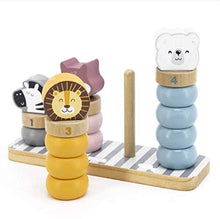 Load image into Gallery viewer, moderngenic Geometric Wooden Animal Stacker, Stacking &amp; Nesting Educational Stacking Tower with Rings and Animals for Toddlers
