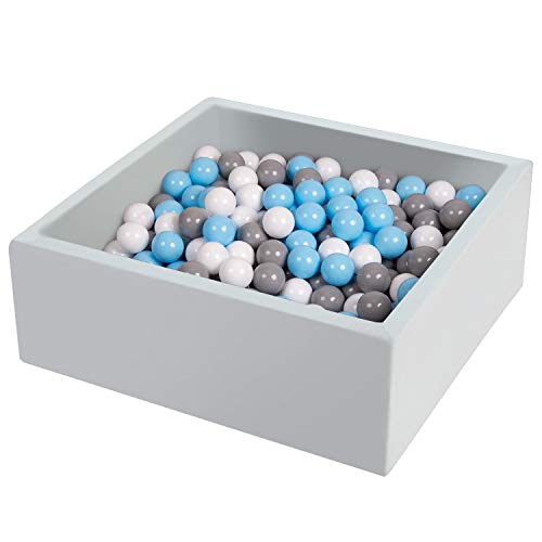 TRENDBOX Ball Pit 35.4x35.4x13.8in Square Baby Ball Pit Foam Ball Pit Ball Pool Indoor Ball Pits for Toddlers Babies Balls NOT Included - Light Gray