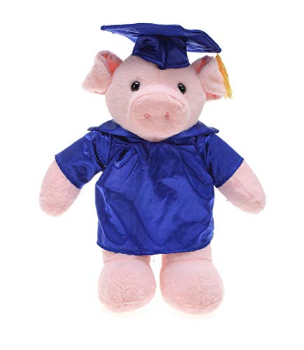 Plushland Pig Plush Stuffed Animal Toys Present Gifts for Graduation Day, Personalized Text, Name or Your School Logo on Gown, Best for Any Grad School Kids 12 Inches(Royal Cap and Gown)