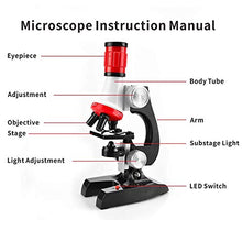 Load image into Gallery viewer, 100x 400x 1200x Monocula Children&#39;s Student Learning Microscope Suitable for Scientific Exploration and Slides+Smartphone Adapter ?Cell Phone Holder? with 48 Children&#39;s Clinker Slides
