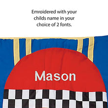 Load image into Gallery viewer, Lillian Vernon Kids Racecar Personalized Lightweight Indoor Sleeping Bag, Girls and Boys Bedding, Blue, 30 x 60 inches
