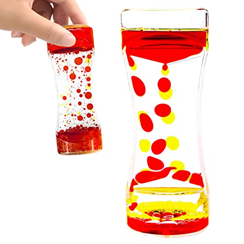 OCTTN Liquid Motion Bubbler Timer Sensory Toys for Relaxation, Water Timer Fidget Toy for All Age, Motion Bubble Toy Sensory Play for Office Home (Red & Yellow, 1 Pack)