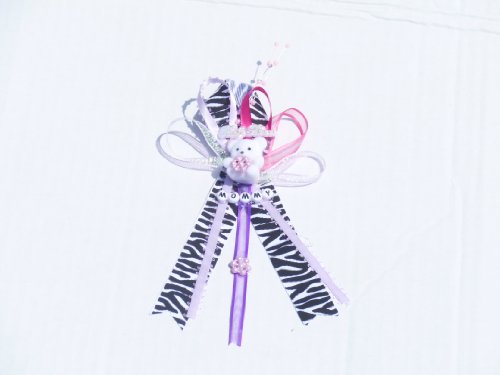 Baby Shower Corsage Jungle Zebra Baby Shower Theme (Girl or Neutral Mommy Corsage)#175b/w Teddybear