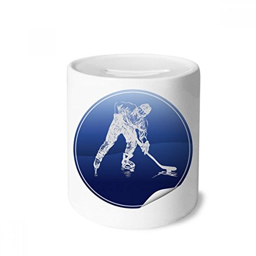 DIYthinker Winter Sport Skating and Ice Hockey Watercolor Money Box Ceramic Coin Case Piggy Bank Gift