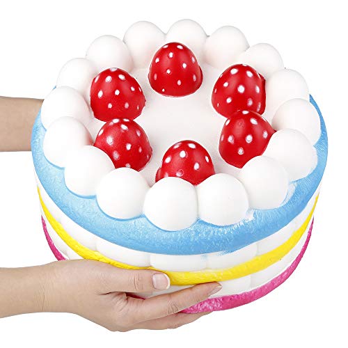 Anboor 9.1 Inches Squishies Jumbo Strawberry Cake Scented Slow Rising Kawaii Colorful Giant Food Squishies Decorative Props