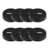 Freebily 8pcs Coin Slot Bank Lid Inserts Polished Rust Resistant Stainless Steel Metal Mason Jar Canning Jars Lids Black One Size
