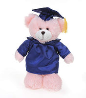 Plushland Pink Bear Plush Stuffed Animal Toys Present Gifts for Graduation Day, Personalized Text, Name or Your School Logo on Gown, Best for Any Grad School Kids 12 Inches(Navy Cap and Gown)