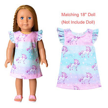 Load image into Gallery viewer, Matching American Girls&amp;Dolls Nightgowns Unicorn Sleepwear Pajamas 18&quot; Doll Dress,Size 6 7
