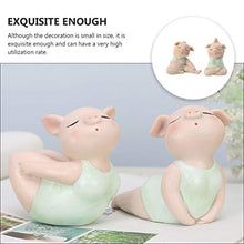Load image into Gallery viewer, DOITOOL 2 Pcs Yoga Pig Figurines Resin Piggy Statue Cake Topper Miniature Animal Sculpture Car Dashboard Decorations for DIY Crafts Fairy Garden Ornament Random Color
