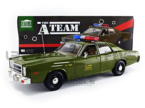 Greenlight 19053 1: 18 Artisan Collection - The A-Team (1983-87 TV Series) - 1977 Plymouth Fury U.S. Army Police, Multi