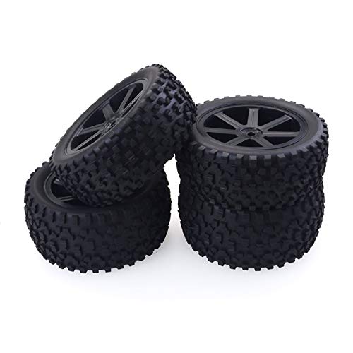 Kiminors 4PCS 1/10 Car Rubber Tyres Plastic Wheels for Redcat HSP HPI Hobbyking Traxxas Losi VRX LRP ZD Racing 1/10 Buggy