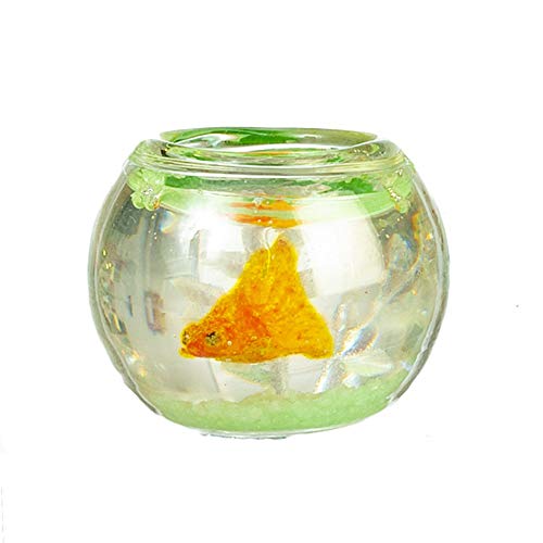 Melody Jane Dollhouse Glass Goldfish Bowl with Fish Plants and Decor 1:12 Pet Accessory