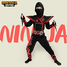 Load image into Gallery viewer, Spooktacular Creations Halloween Red Ninja Muscle Costume Deluxe Set for Boys, Unisex Kungfu Outfit for Kids 3-14yr with Foam Accessories ( 10 - 12 yrs )
