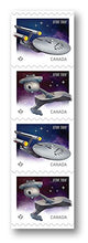Load image into Gallery viewer, Star Trek 50th Anniversary ?? Constitution-class U.S.S. Enterprise and a Klingon D7-class battle cruiser - Strip of 4 Coil Collectible Postage Stamps Canada
