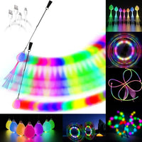 POI Balls Glow Toys USB Rechargeable with 20 Vibrant Color Rave Light Modes and Flashing Patterns Durable Soft-Core LED Poi Balls Added Optic Fiber Light Poi Or Added via Others by Yourself