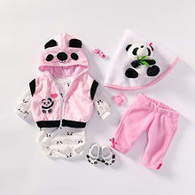 Load image into Gallery viewer, Zero Pam Soft Reborn Dolls Pink Clothes Girl Outfit Set 22 inches Newborn Preemie Silicone Girl Panda Pink Dress Set&amp;Pacifier
