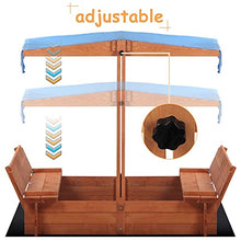 Load image into Gallery viewer, FRITHJILL Sandbox with Adjustable Height Canopy, Kids Sand Boxes with 2 Bench Seats, Children Outdoor Wooden Sand Pit
