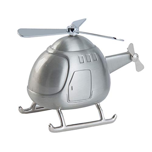 Healifty Helicopter Piggy Bank Coin Money Saving Box Alloy Helicopter Statue Desktop Ornament for Kids Boys Birthday Gift