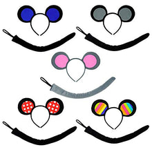 Load image into Gallery viewer, SeasonsTrading Rainbow Mouse-A-Like Ears Headband &amp; Tail Costume Set Party Kit (16 Inch Tail)
