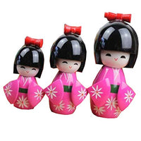 Goddness Bar 3PCS Japanese Geisha Doll Sushi Restaurant Decoration Ornaments Craft Gift Japanese Puppet Doll Kimono Doll Playsets for Girl(Peach)