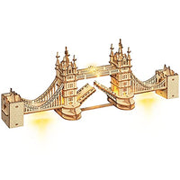 Rolife 3D Wooden Puzzles London Tower Bridge for Adults & Kids -113P Pieces Delicate 3D Puzzle Architecture Model Kits with LED Desk Decor Gift for Teens/Adults