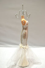 Load image into Gallery viewer, White Sequin Strapless Mermaid Dress Mannequin Jewelry Doll
