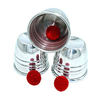 BrilliantMagic Magic Cups and Balls-Professional Performance Grade Polished Aluminum Cups and Knitted Balls Included