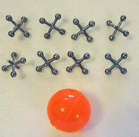 5 Sets of Metal Steel Jacks with Super RED Rubber Ball Game Classic Toy Kids