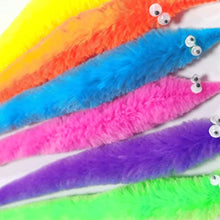 Load image into Gallery viewer, SHENGSEN 100 Pieces Fuzzy Worm Toys String Pets Fuzzy Worms On String Bulk Trick Toy Party Favors for Kid Cat (10 Colors)
