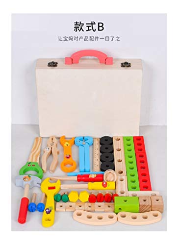 GEEYU-huiyu Toys New Play House Children's Simulation Cognitive Maintenance Toy Wooden Toolbox Toy Set Boy Kids ( Color : Type B )