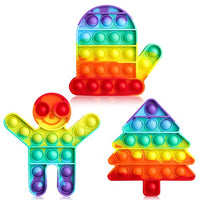 XNMOA Christmas Pop Fidget Toys Girls Christmas Toys ,Rainbow Push Popper Bubble Sensory Toy,Christmas Tree Pop Gingerbread Man Glove Fidget Popper for Kids Adults to Keep Focus/Relieve Stress-3 Pcs