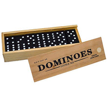 Load image into Gallery viewer, Dominos 3 Sets Classic Style 28 Pieces Each Set Black Small Tiles Wood Box Set - Double-Six Family Games Beach Indoors Outdoors 2 - 4 Players /WDB2
