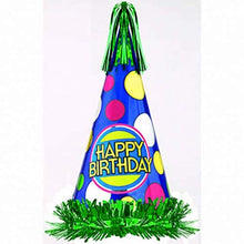 Load image into Gallery viewer, Happy Birthday Cone Hat W/Foil Fringe | Multi color Collection

