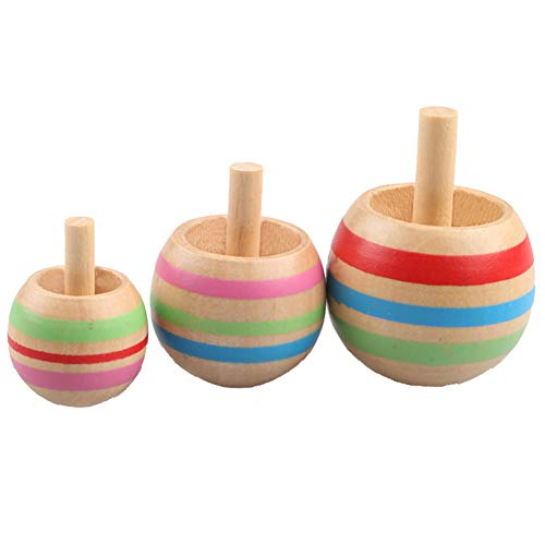 BARMI 3Pcs Wooden Gyro Finger Spinner Desktop Spinning Top Kids Toy Stress Reliever,Perfect Child Intellectual Toy Gift Set
