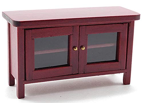 Factory Direct Craft Dollhouse Miniature Mahogany TV Stand for Creating and Decorating or Building Dollhouses