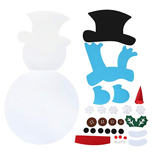 Yosoo Kids Gifts DIY Felt Snowman Detachable Xmas Ornament Wall Hanging Games Christmas Decorations Festival Toy for Children (Blue Scarf Snowman)