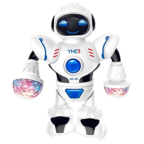 FSLLOVE FANGSHUILIN Smart Mini Robot Fun Robot Dancing Robot Toy Led Light Music Hyun Dance Robot,Color:White (Color : White)