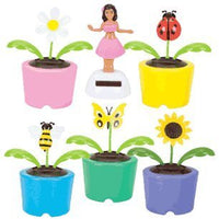 Spring Solar 6 Pack - 1 Each Ladybug, Sunflower, Daisy, Butterfly, Bumble Bee & Hula Girl