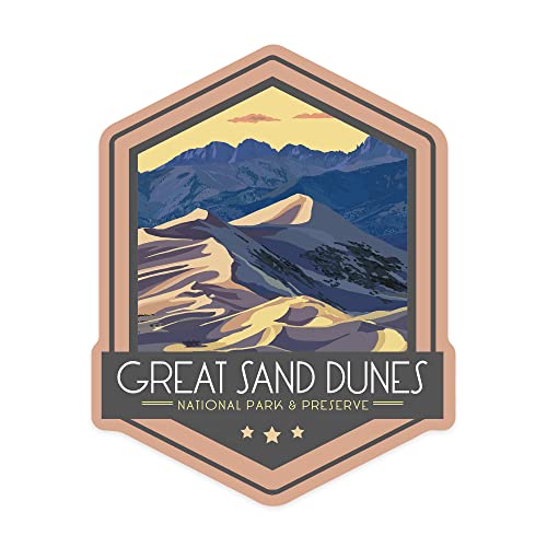 Great Sand Dunes National Park, Colorado, Contour Vinyl Die-Cut Sticker 1 to 3 inches (Waterproof Decal for Cars, Water Bottles, Laptops, Coolers), Small