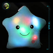 Load image into Gallery viewer, WEWILL Creative Glowing LED Night Light Twinkle Star Shape Plush Pillow Stuffed Toys, Blue
