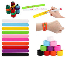 Load image into Gallery viewer, WellieSTR 200PCS Silicone Gel Slap Bracelets,Spiky Snap Wristbands,Thread Holder/Clamp,DIY Blank Painting Party Bracelet Slap Band Party Favor (Multicolor)
