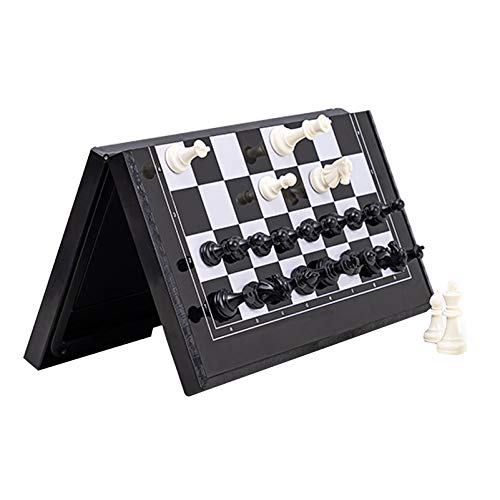 XWZJY Magnetic Travel Chess Set with Folding Chess Board Black White Chess Pieces for Beginner, Kids and Adults,30 x 28.5cm
