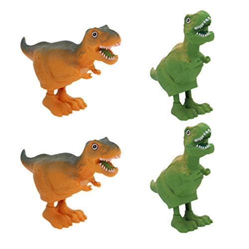 TOYANDONA Kids Plastic Wind-up Dinosaur Toys Birthday Party Supplies for Toddler Children 4PCS (Random Color)