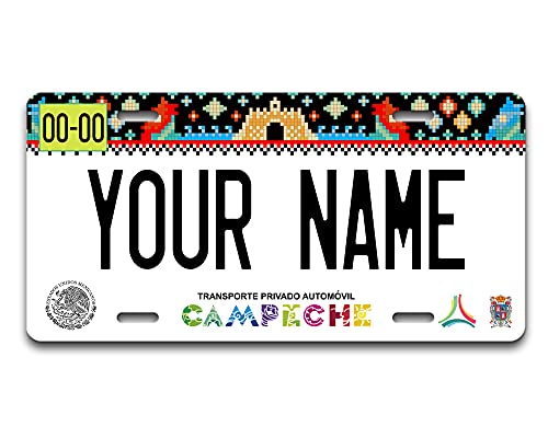 BRGiftShop Personalized Custom Name Mexico Campeche 6x12 inches Vehicle Car License Plate