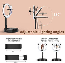 Load image into Gallery viewer, 10.8-inch LED Portrait Halo Ring Light - Collapsible Stand &amp; Phone Mount w/Inline Brightness Control (USB Powered) &amp; Warmth Adjustment
